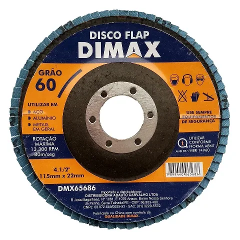 Disco de Lixa Flap 115x22 mm Grão 60 Dimax